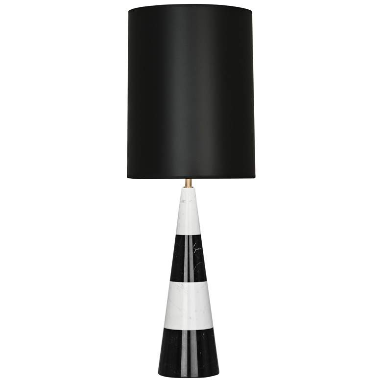 Image 1 Jonathan Adler Canaan 35" White and Black Marble Lamp with Black Shade