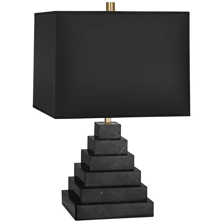 Image 1 Jonathan Adler Canaan Black Shade Marble Tapered Table Lamp