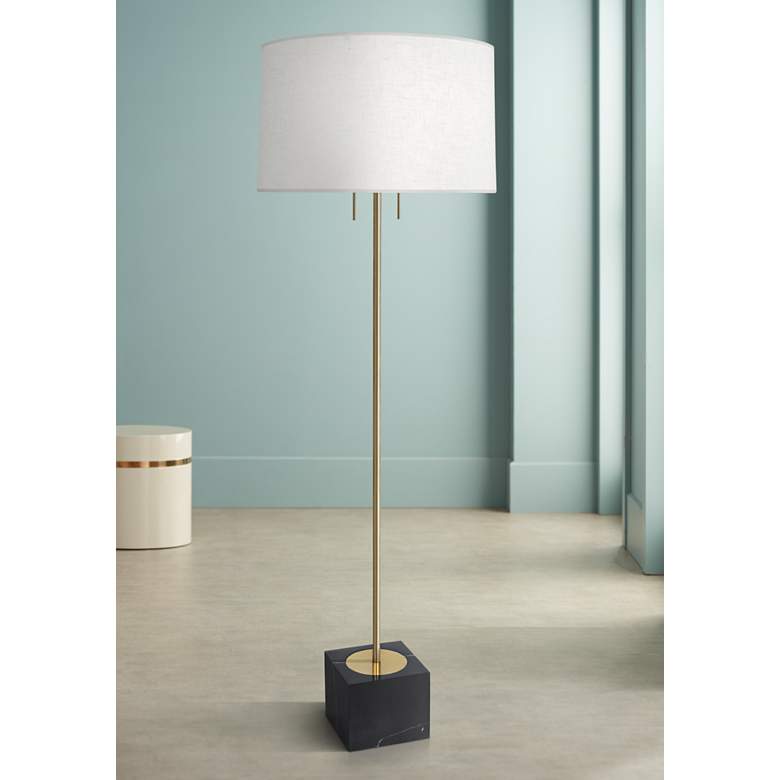 Image 1 Jonathan Adler Canaan Brass with White Shade Floor Lamp