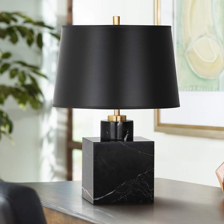 Image 1 Jonathan Adler Canaan Marble and Black Shade Table Lamp