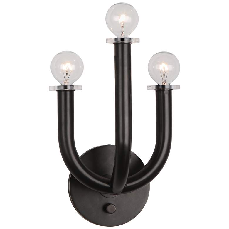 Image 1 Jonathan Adler Milano 11 1/4 inchH Plug-In Bronze Wall Sconce
