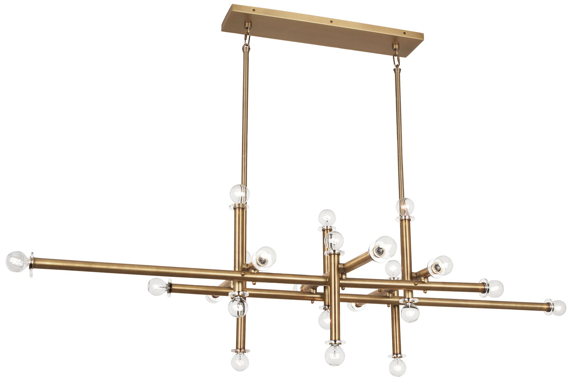 Jonathan Adler Milano 64 1/4"W Warm Brass 22Light Linear Chandelier