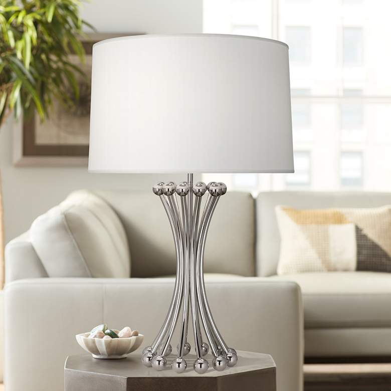 Image 1 Jonathan Adler Polished Nickel Metal Table Lamp