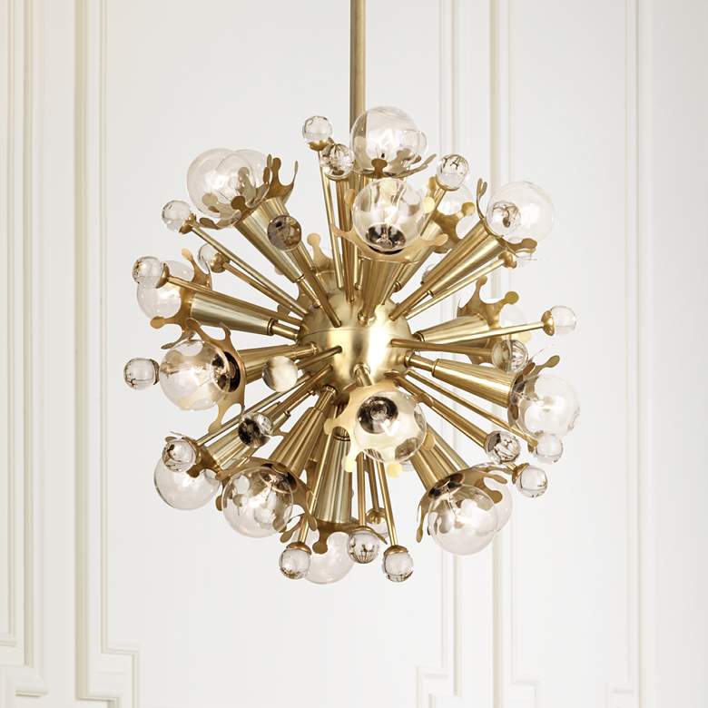 Image 1 Jonathan Adler Sputnik 18-Light Antique Brass Pendant Light