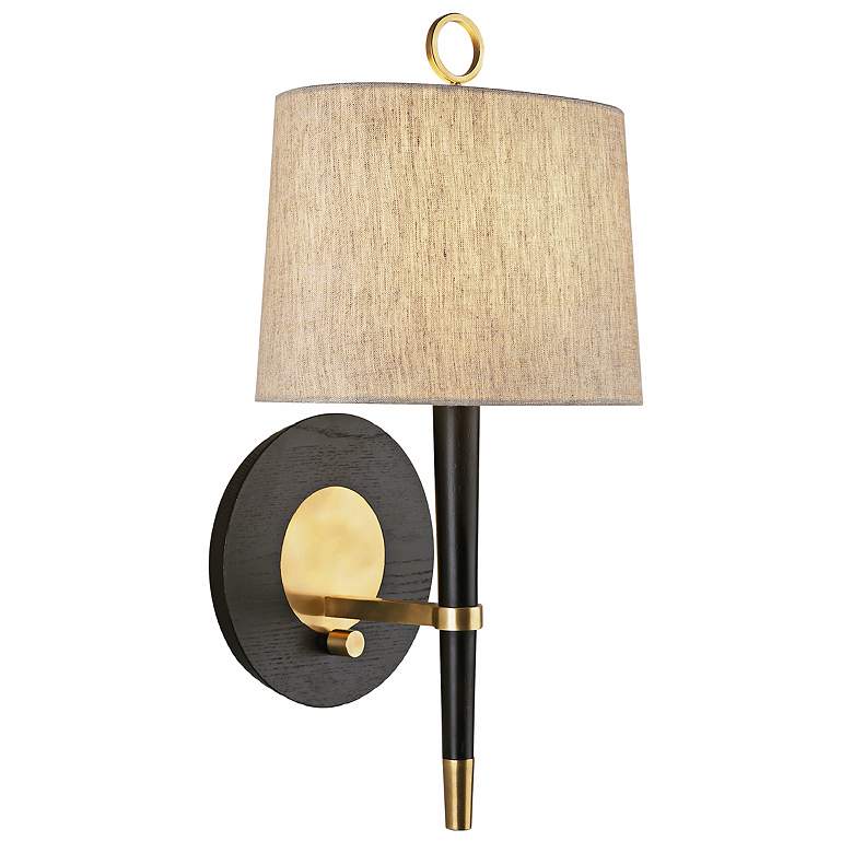 Image 1 Jonathan Adler Ventana 17 1/4" High Natural Brass Plug-In Wall Lamp