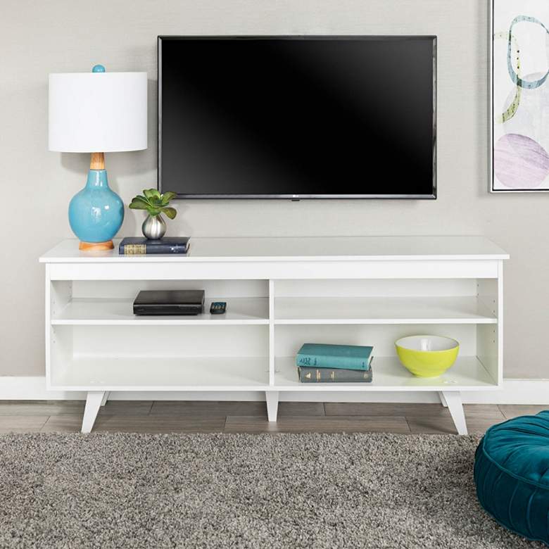 Image 1 Jones 58" Wide White Wood Modern TV Media Console