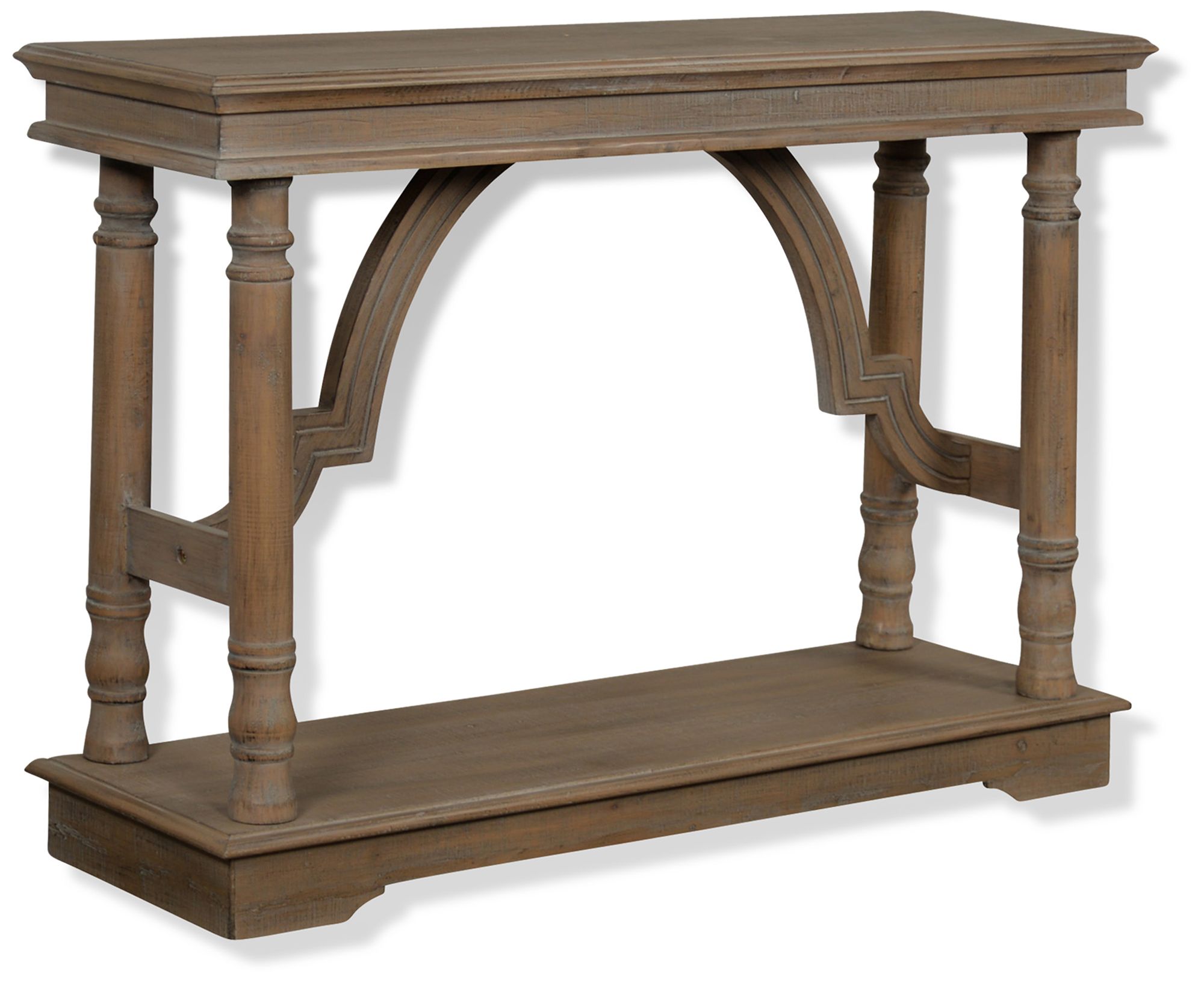 Image 2 Jonny 47" Wide Gray-Washed Trestle Console Table