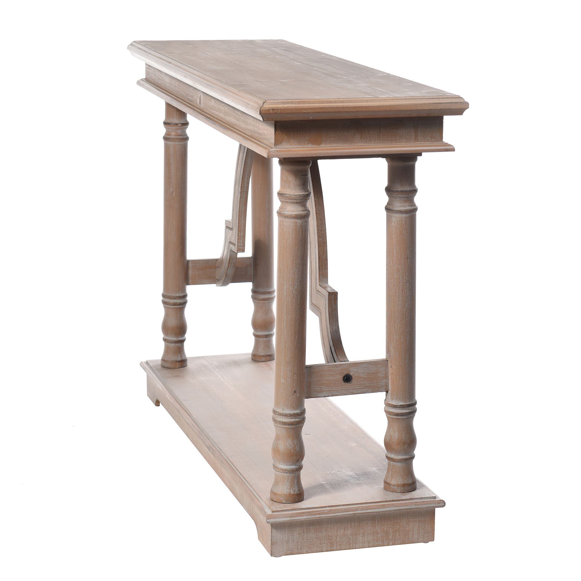 Image 4 Jonny 47" Wide Gray-Washed Trestle Console Table more views