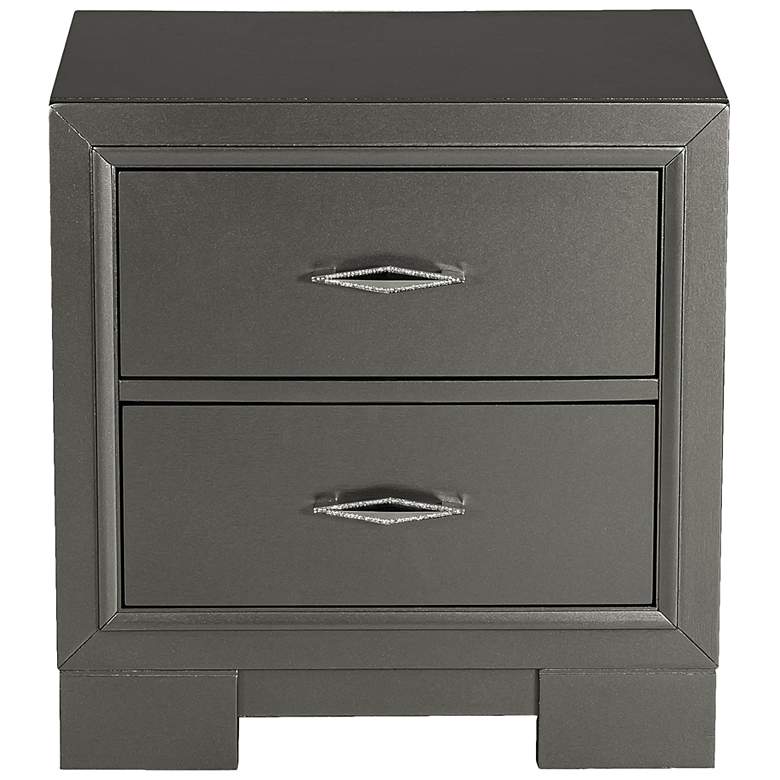 Image 3 Jonvang 22" Wide Metallic Gray Wood 2-Drawer Nightstand more views