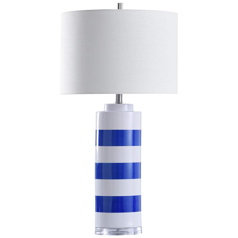 Image 1 Joplin Blue and White Nautical Striped Ceramic Table Lamp