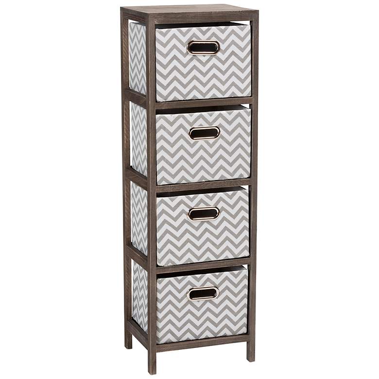 Image 2 Jorah 11 3/4 inchW Gray White 4-Basket Tallboy Storage Cabinet