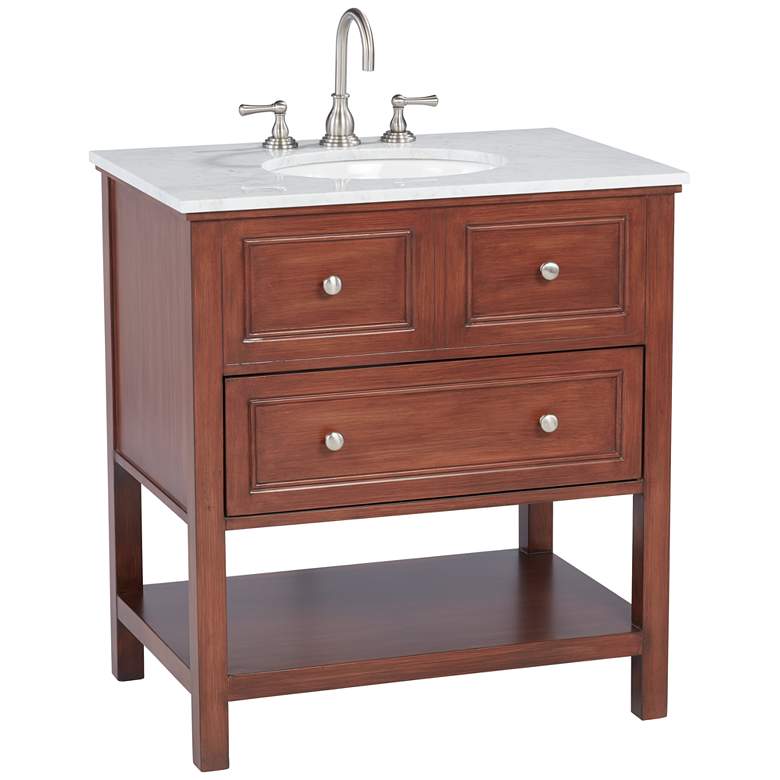 Image 3 Jordan 32 inch Wide 1-Drawer Teak Wood Single Sink Vanity