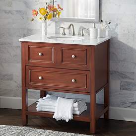 Image2 of Jordan 32" Wide 1-Drawer Teak Wood Single Sink Vanity