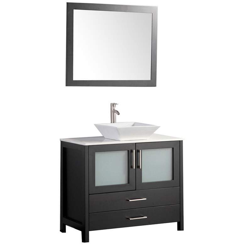 Image 1 Jordan 48 inch Espresso 2-Door Bathroom Vanity and Mirror Set