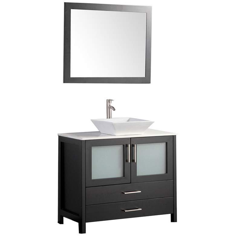 Image 1 Jordan 48" Espresso 2-Door Bathroom Vanity and Mirror Set