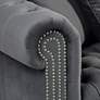 Jordan 90" Wide Tufted Dark Gray Velvet Sofa in scene