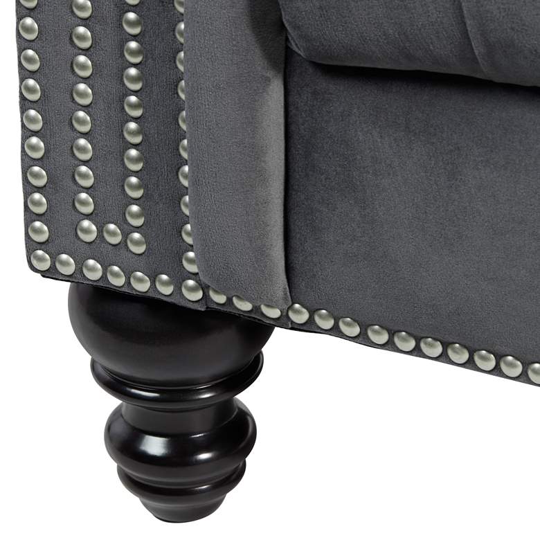 Image 6 Jordan 90 inch Wide Tufted Dark Gray Velvet Sofa more views
