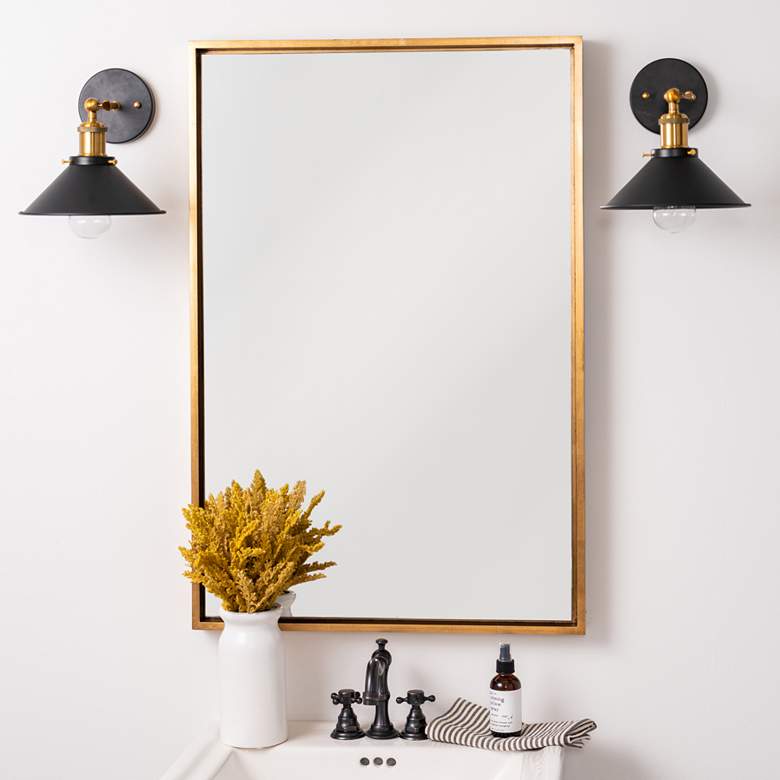 Image 1 Jordan Antique Gold 24 inch x 36 inch Rectangular Wall Mirror