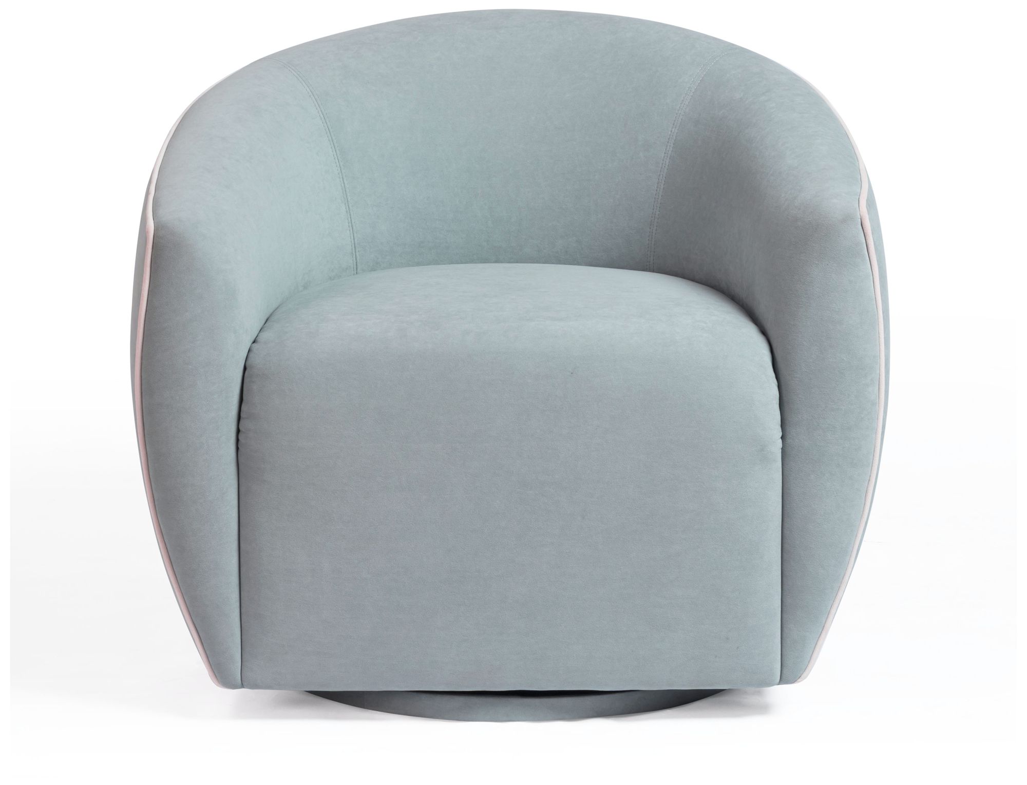 Image 3 Jordan Baby Blue Contrast Piping Textured Velvet Swivel Chair more views