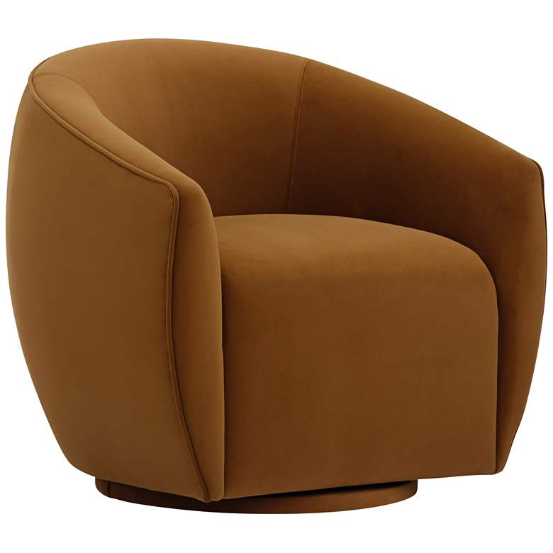 Image 2 Jordan Cognac Velvet Swivel Armchair