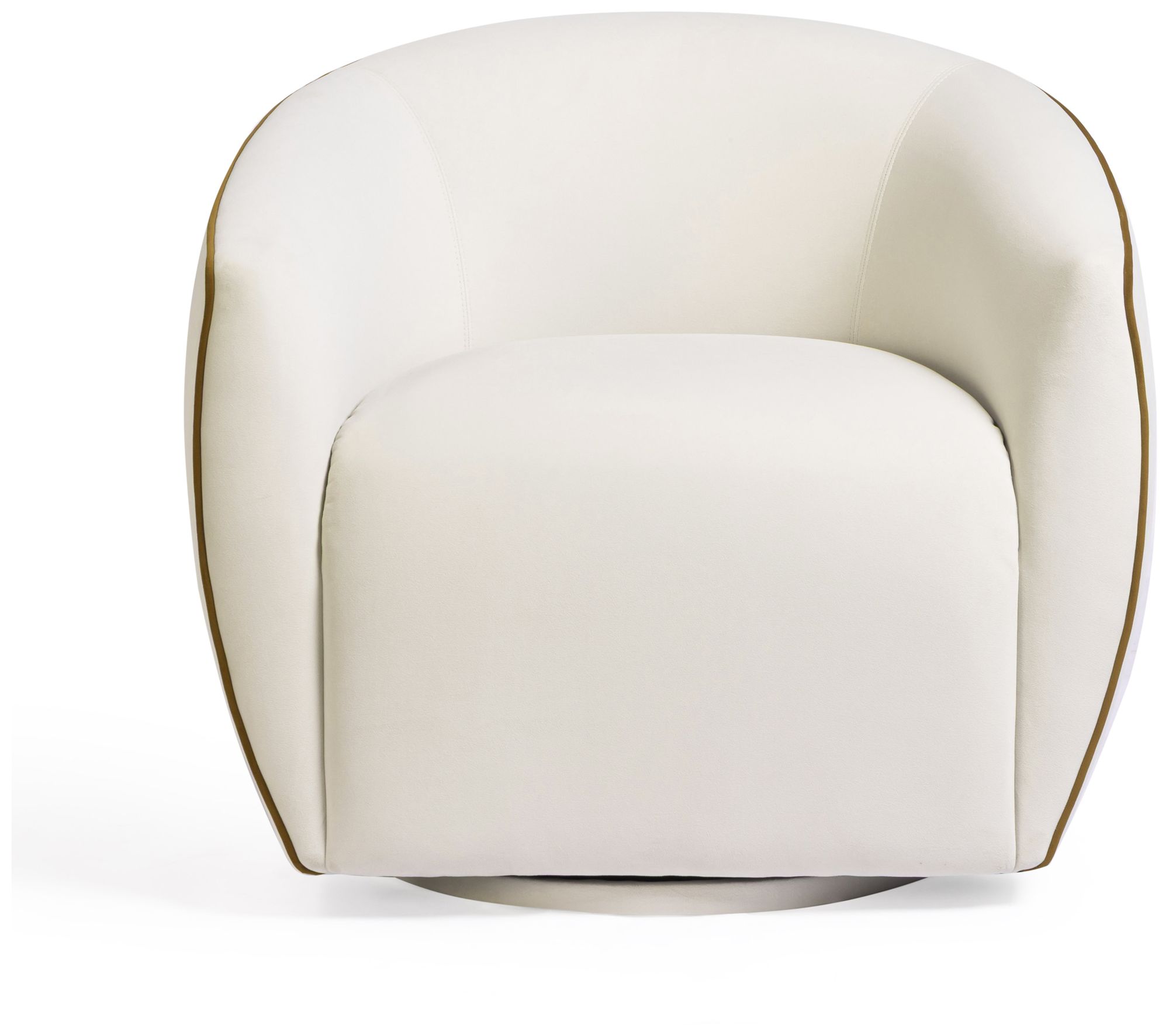 Image 2 Jordan Cream Contrast Piping Velvet Swivel Chair more views
