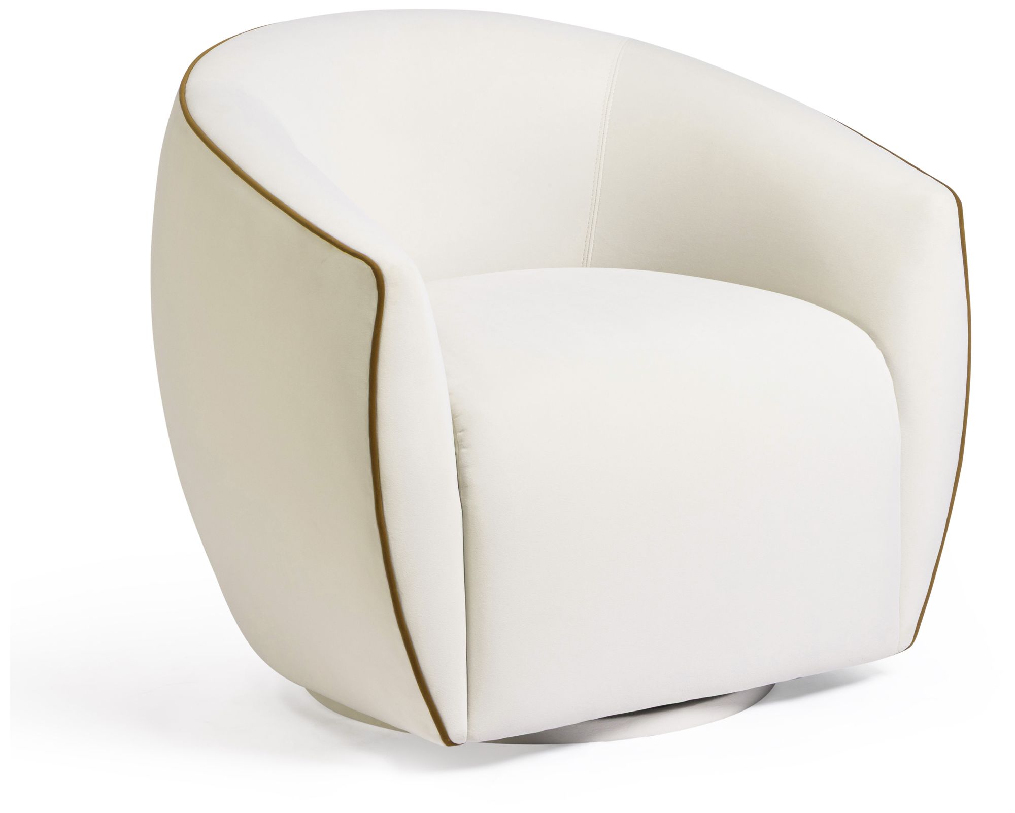 Image 3 Jordan Cream Contrast Piping Velvet Swivel Chair more views