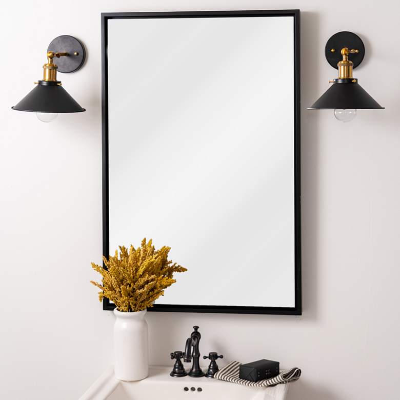 Image 1 Jordan Matte Black 24 inch x 36 1/4 inch Rectangular Wall Mirror