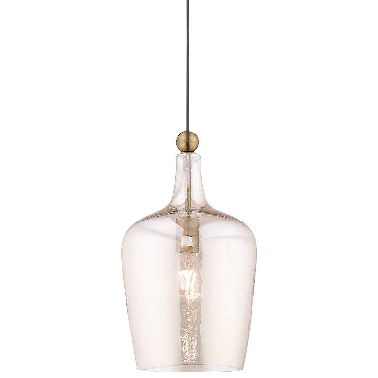 Image 2 Jorden 9 1/4" Wide Antique Brass Clear Glass Mini Pendant