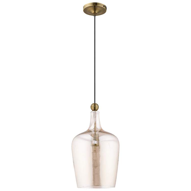 Image 4 Jorden 9 1/4" Wide Antique Brass Clear Glass Mini Pendant more views