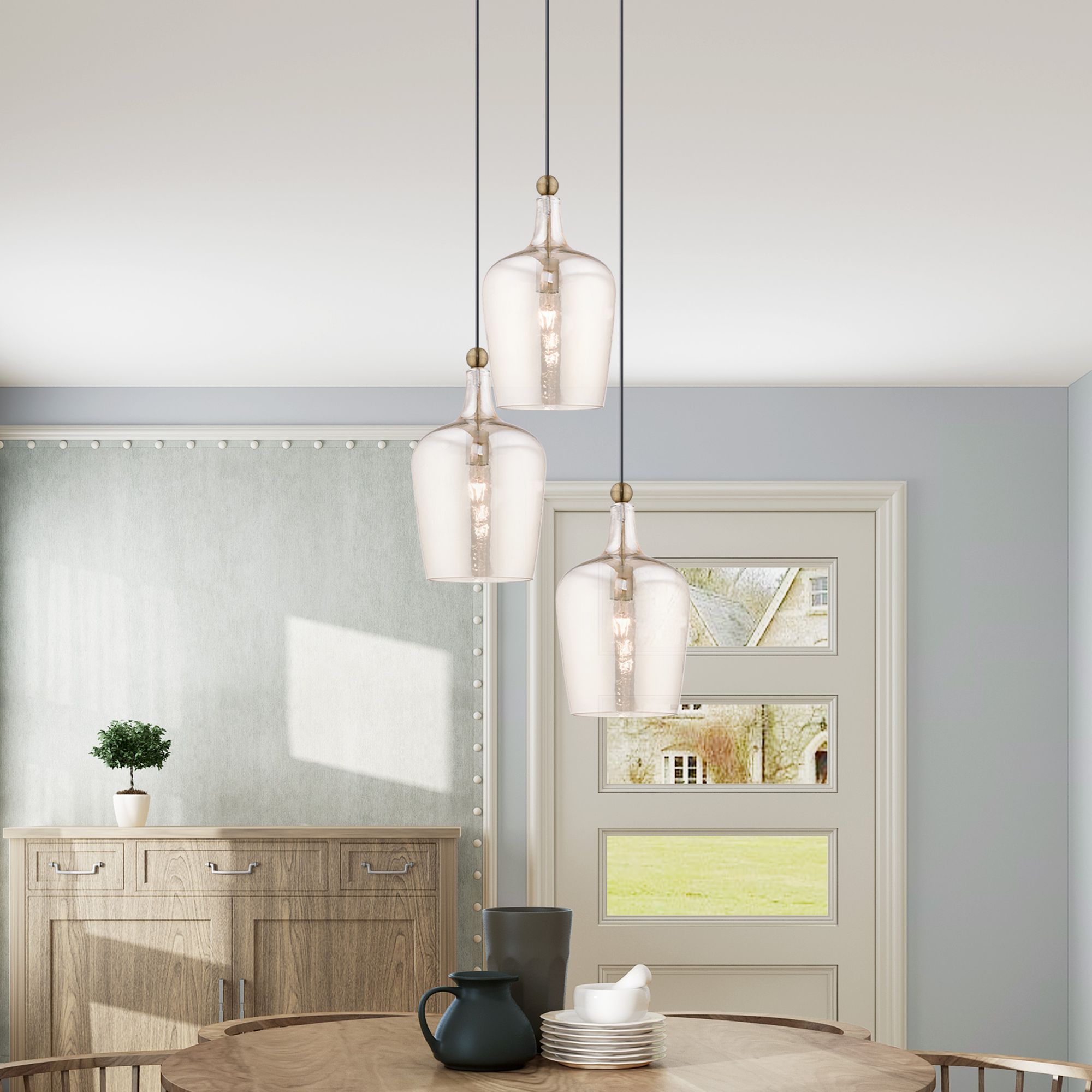 Jorden 9 1/4" Wide Antique Brass Clear Glass Mini Pendant
