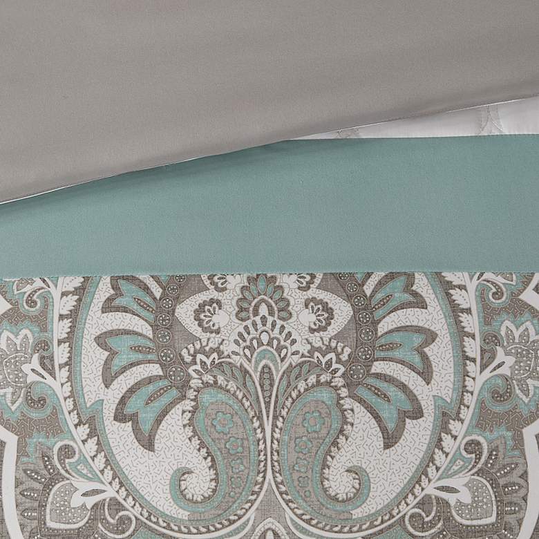 Image 3 Josefina Seafoam and White 8-Piece Queen Comforter Bed Set more views