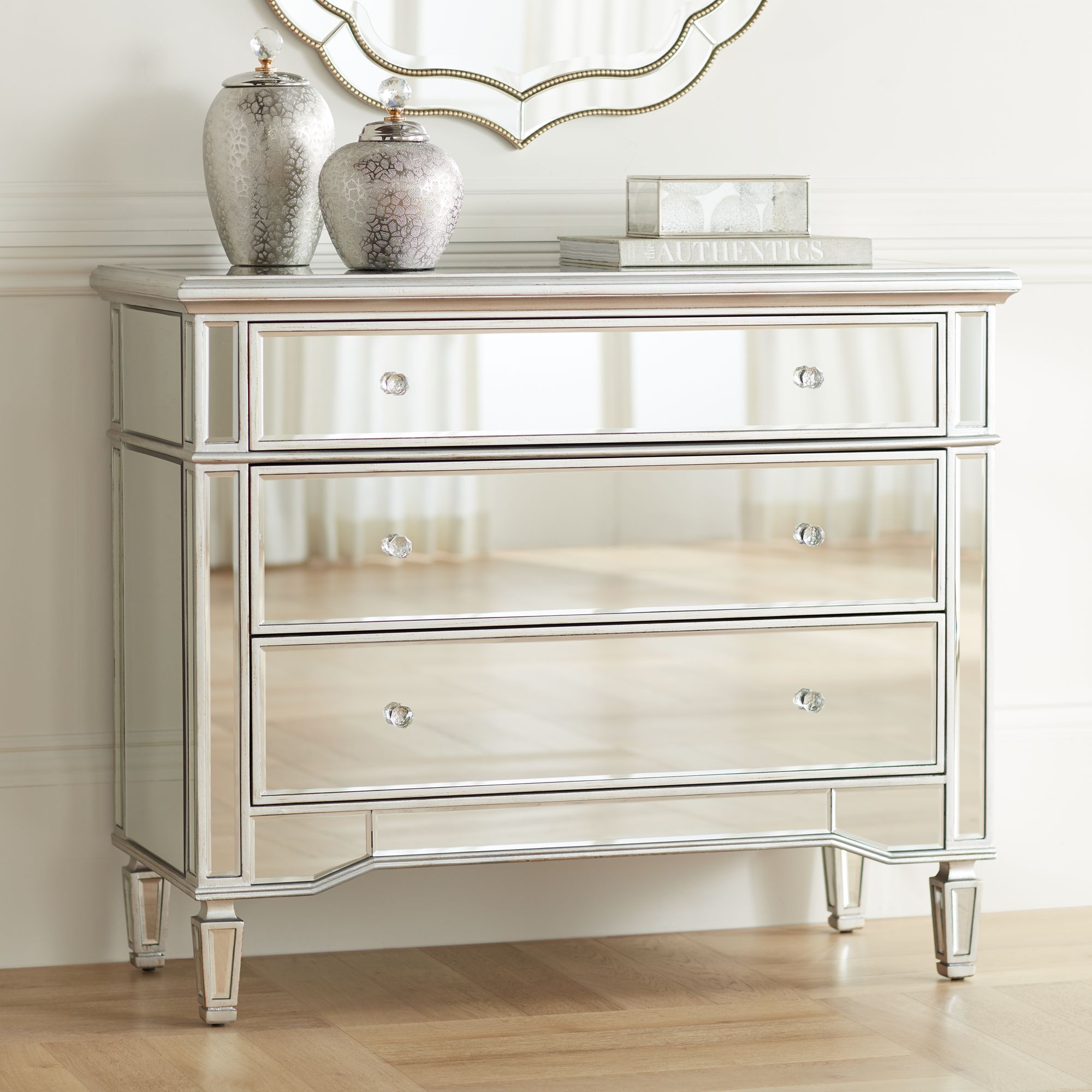 3 drawer store mirrored accent chest