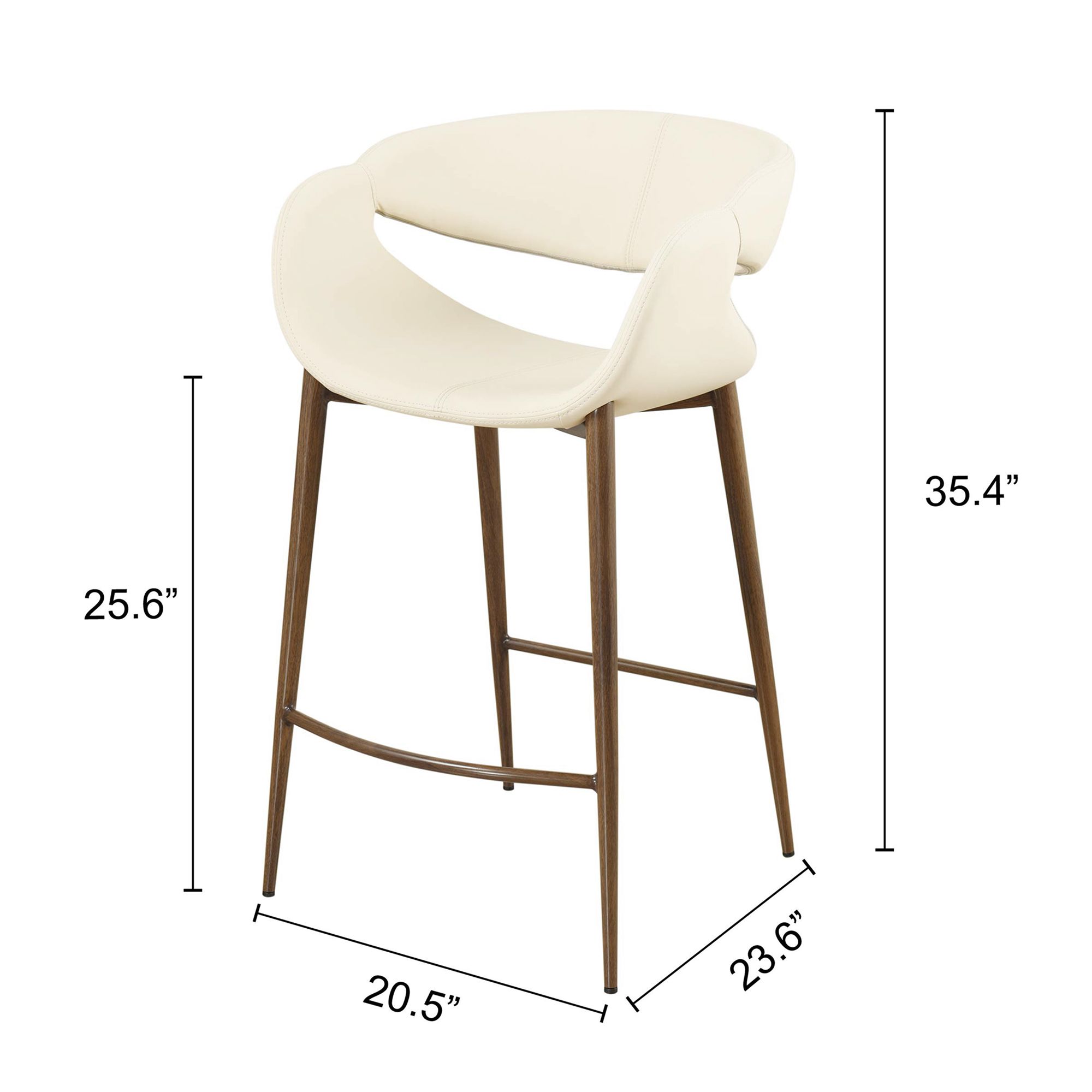 Image 7 Joshua 35.4"H Cream Double Stitch Scoop Counter Stool more views