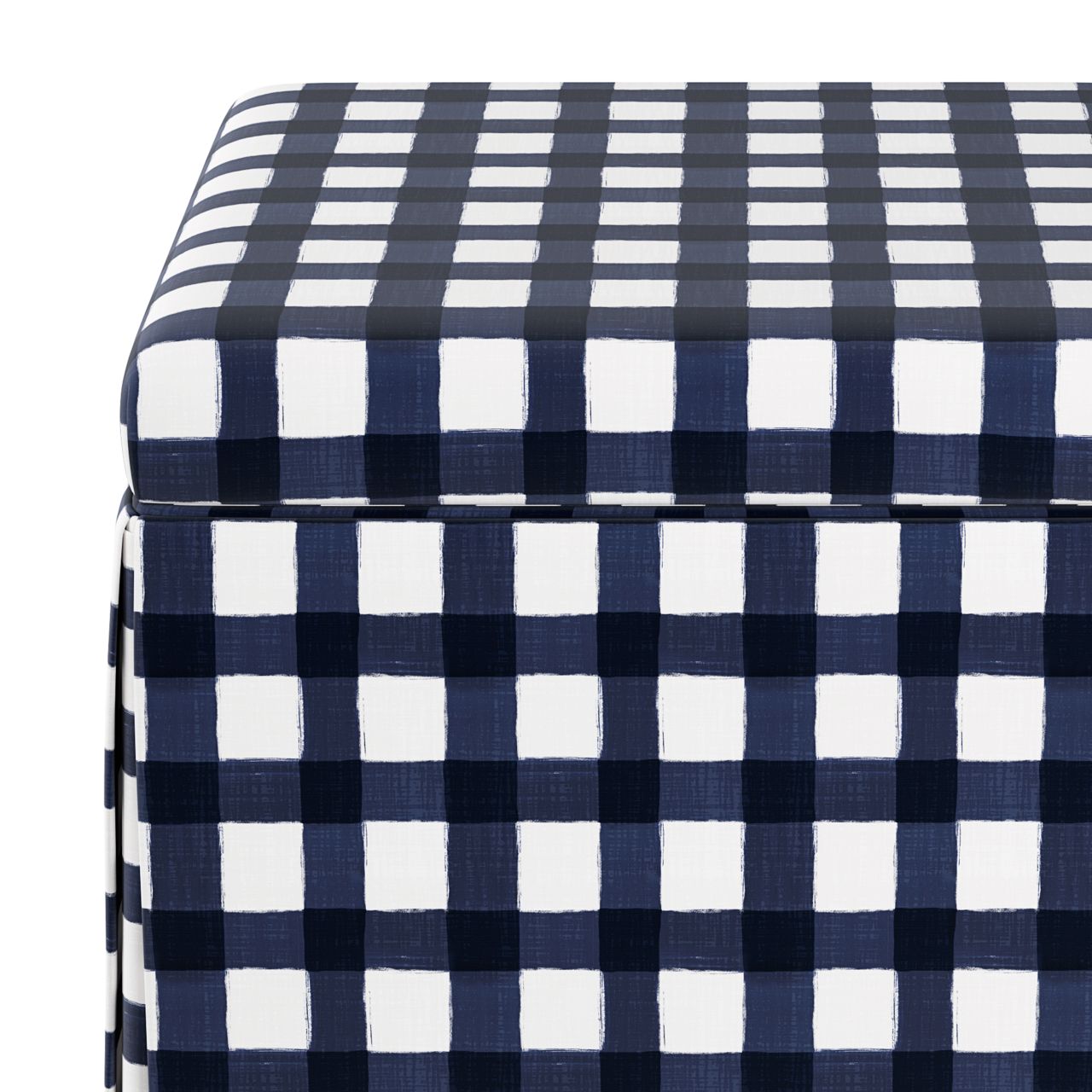 Image 3 Joshua Buffalo Gingham Blue Fabric Storage Ottoman - Made to Order more views