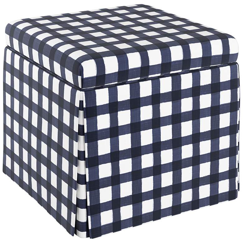 Image 1 Joshua Buffalo Gingham Blue Fabric Storage Ottoman