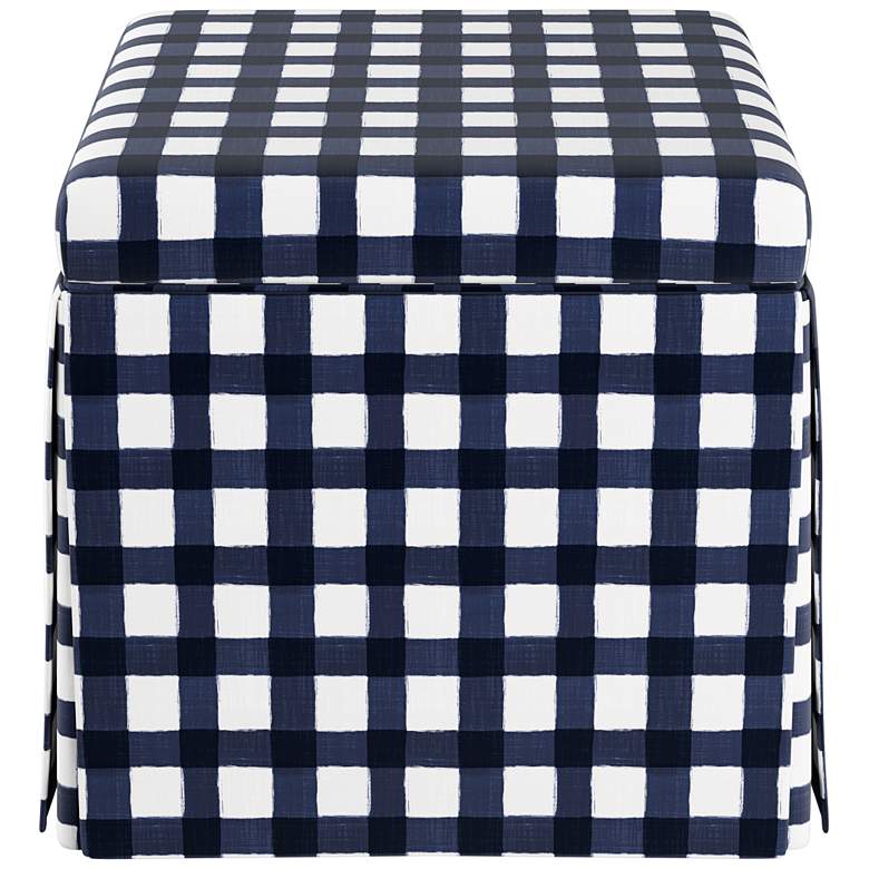 Image 4 Joshua Buffalo Gingham Blue Fabric Storage Ottoman more views