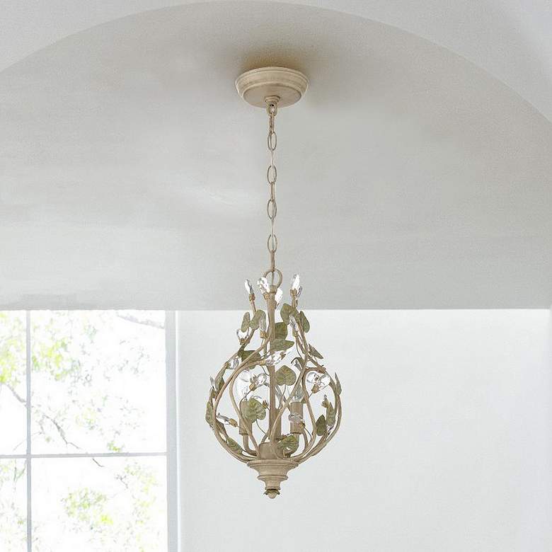 Image 2 Josie 9" Wide Champagne Green Tea 3-Light Mini Chandelier