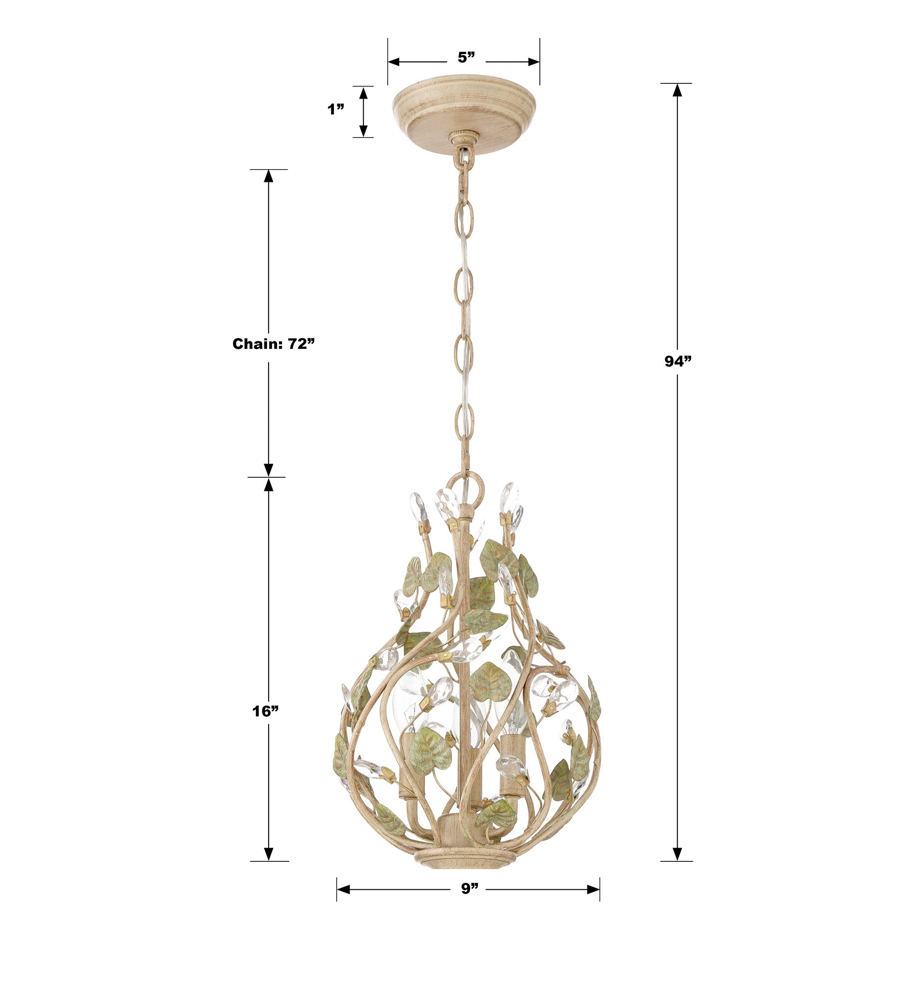 Josie 9" Wide Champagne Green Tea 3-Light Mini Chandelier in scene
