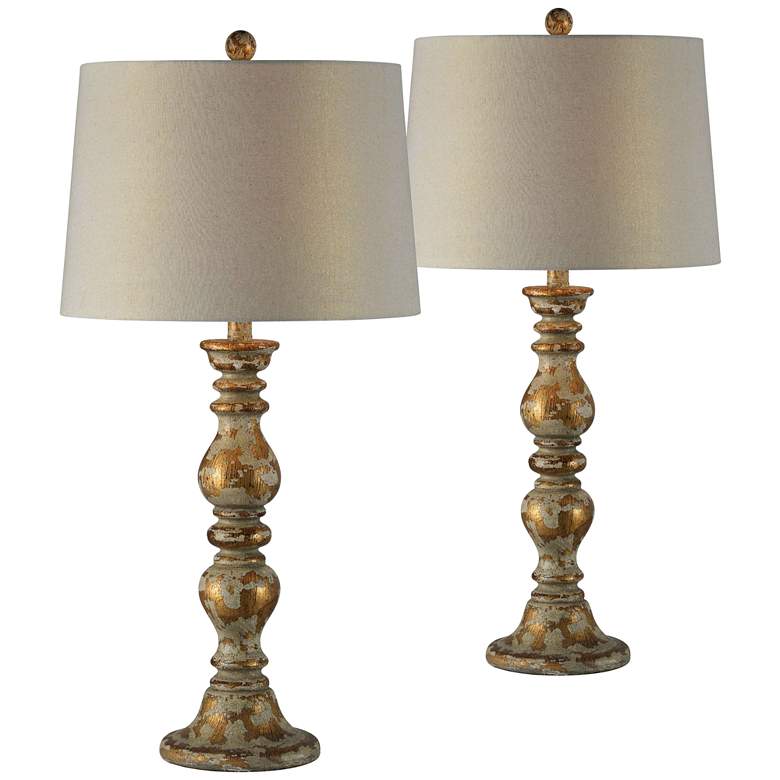 Image 1 Josie Distressed Gold Table Lamps Set of 2