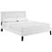 Josie White Vinyl Platform Bed w/ Squared Tapered Legs