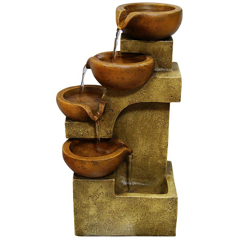 Josselin 17&quot; High Tiered Pots Rustic Table Fountain