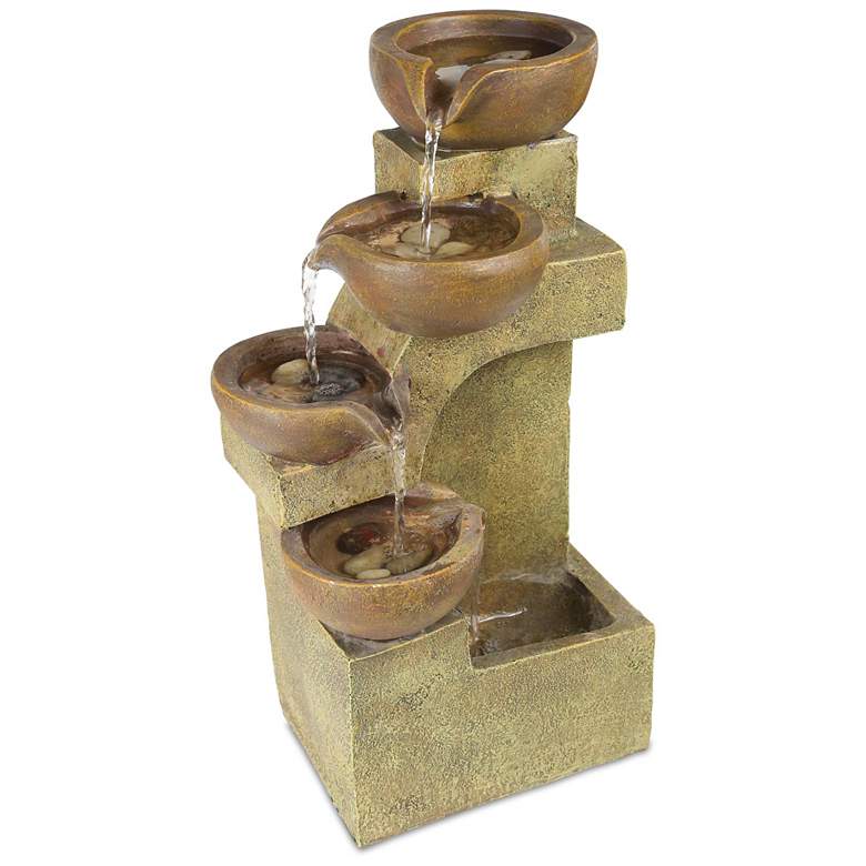 Josselin 17&quot; High Tiered Pots Rustic Table Fountain more views
