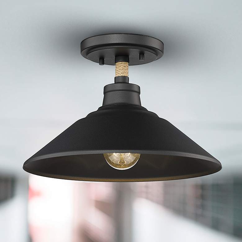 Image 1 Journey 12" Wide Semi-Flush in Natural Black with Natural Black