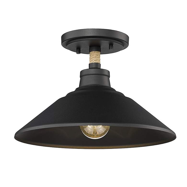 Image 4 Journey 12" Wide Semi-Flush in Natural Black with Natural Black more views