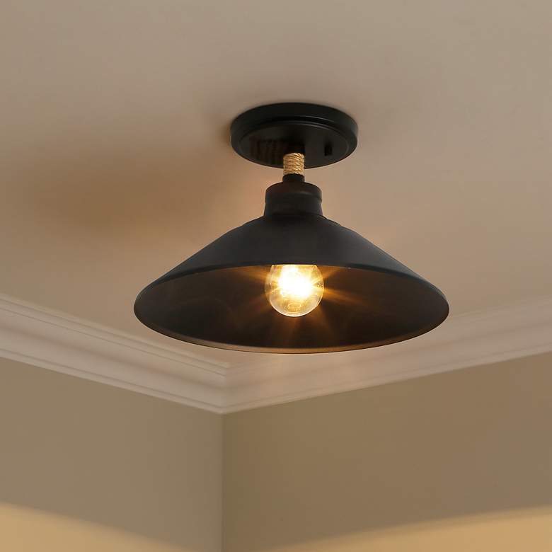 Image 5 Journey 12" Wide Semi-Flush in Natural Black with Natural Black more views