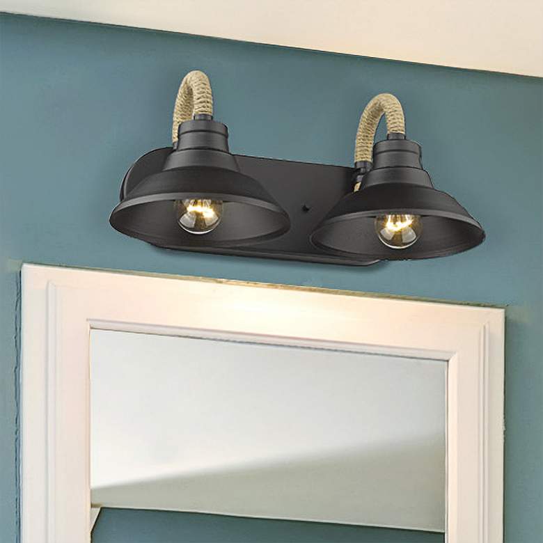 Image 1 Journey 17" Wide Natural Black 2-Light Bath Light with Natural Black