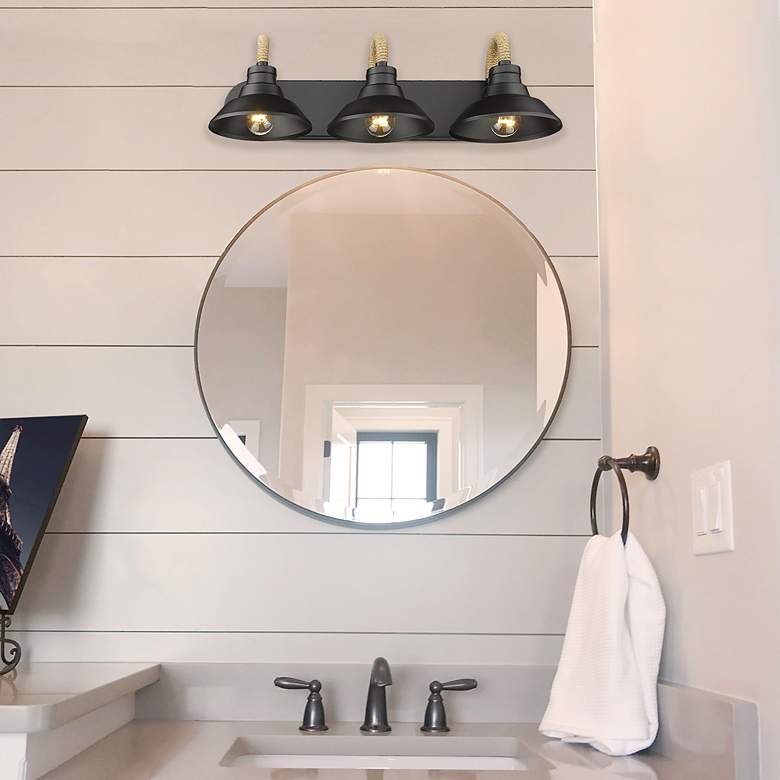Image 7 Journey 26" Wide Natural Black 3-Light Bath Light more views