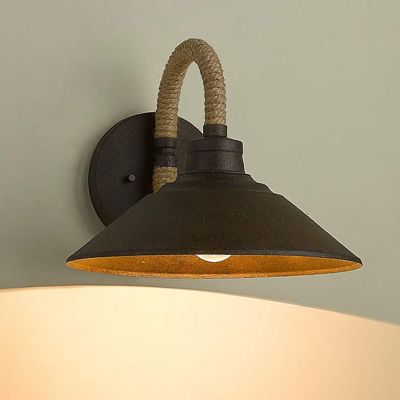 Image 1 Journey 9 3/4 inch High Dark Rust and Rope Wall Sconce