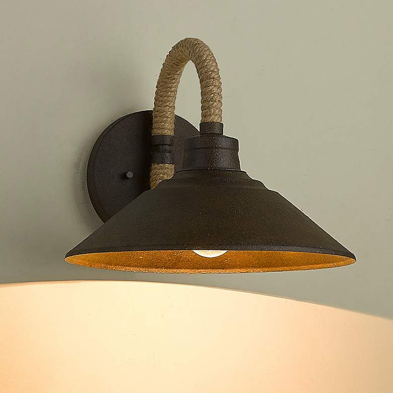 Image 1 Journey 9 3/4" High Dark Rust and Rope Wall Sconce