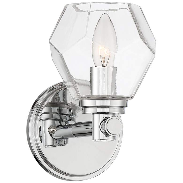 Image 1 Jovan 8 1/4 inch High Faceted Glass and Chrome Wall Sconce